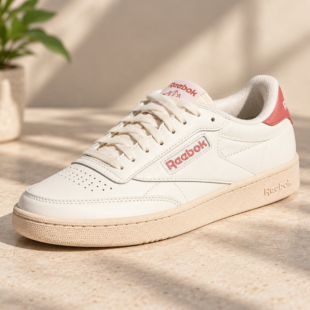 USED Reebok Women's Club C 85 Vintage Sneaker, Chalk/Paper White/Dust,Size 8
